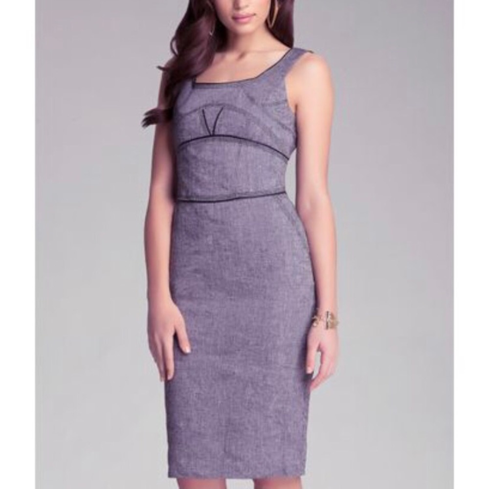 bebe gray linen corset dress